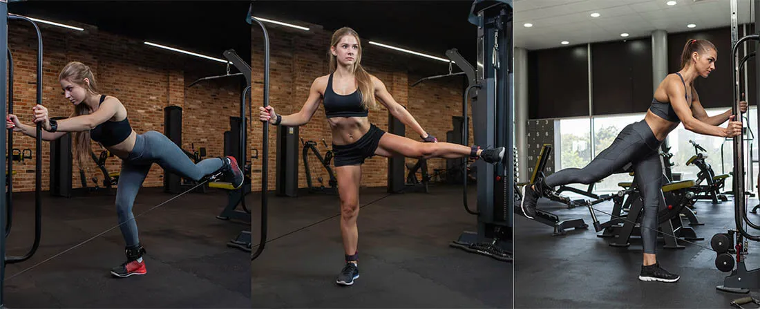 Махи ногой назад, в сторону и по диагонали